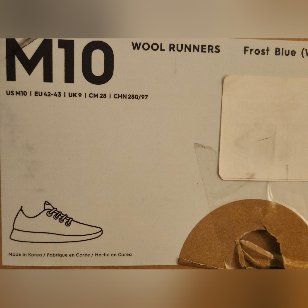 NEW Mens Allbirds Wool Runner Frost Blue & White 10 - Picture 5 of 6